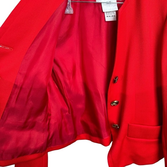 Vintage YSL Encore Size 10 Wool Two Piece Suit Red 90s Power Glam Office Bold - Picture 9 of 16